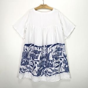 Vintage Linen Screen Print Sack Dress
